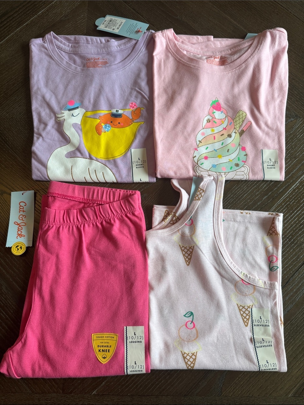Cat & Jack Girls' Bundle Tees Tank Leggings Large L (10/12) New NWT